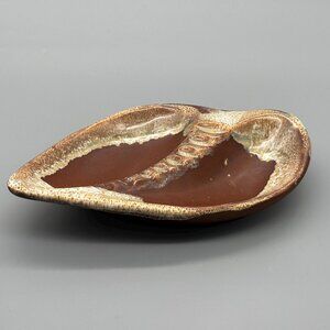 Vintage Quebec Studio Pottery Drip Glaze Ashtray in Sculpted Retro Form Handmade